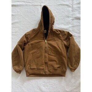 CARHARTT Jacket Mens J130 211 Insulated Duck Canvas Hoodie Full Zip Size Large